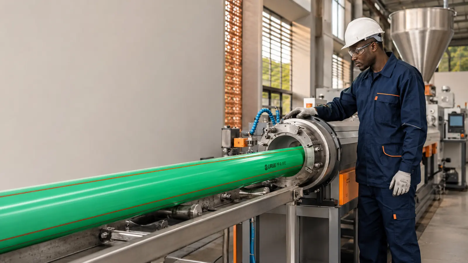 Pipe extrusion process in a manufacturing environment