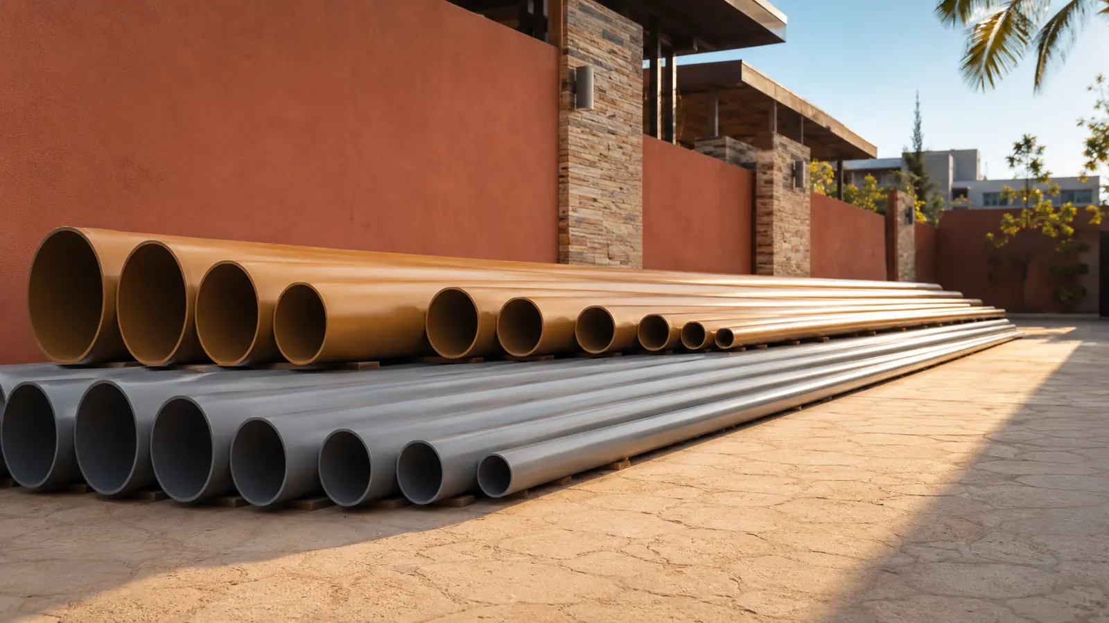 Mixed PVC pipe range organised by diameter