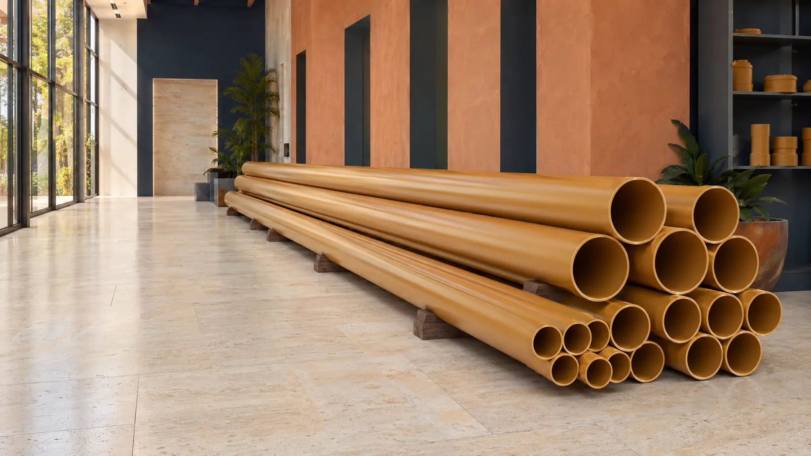 PVC pipe range arranged for project enquiries