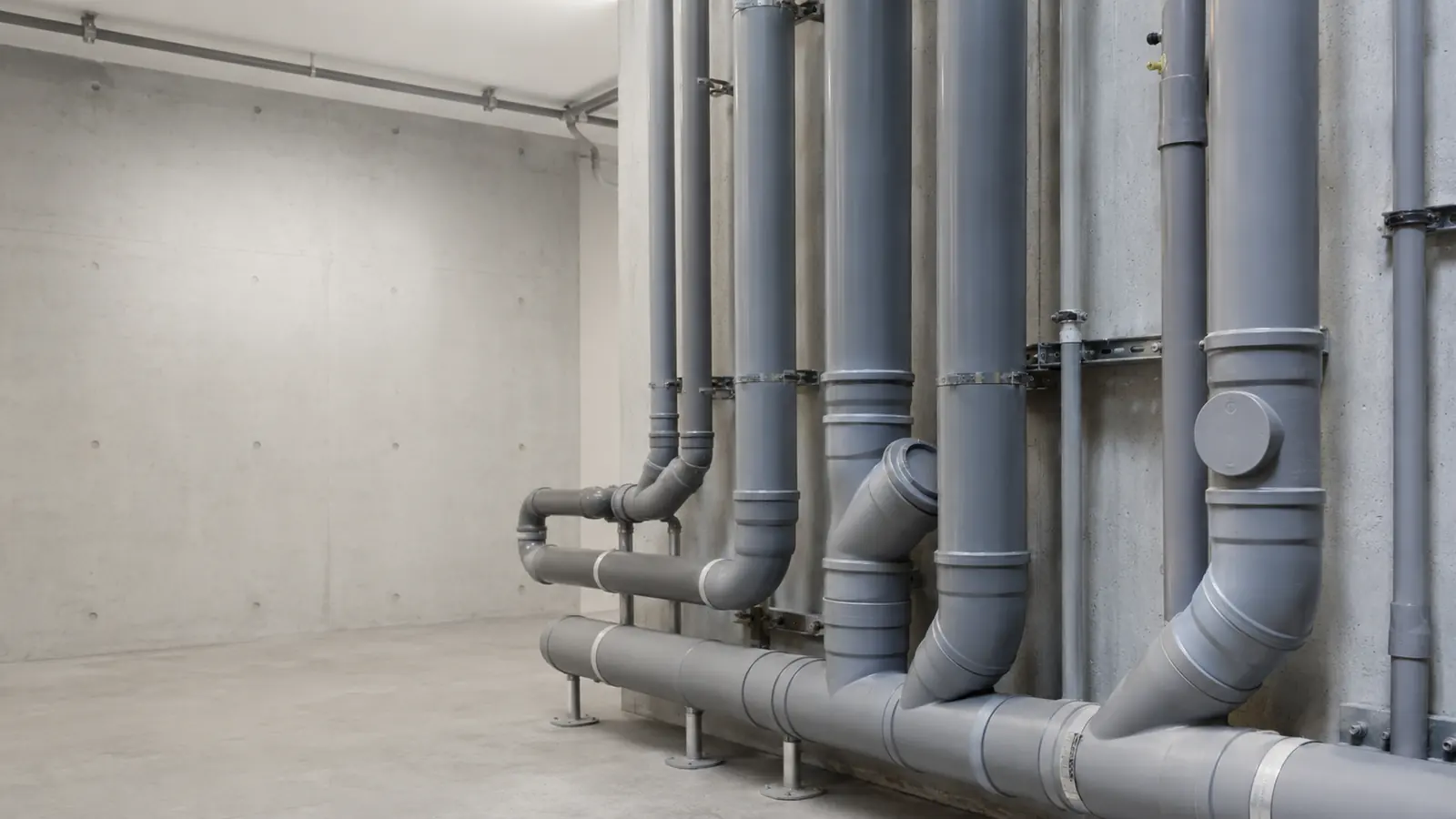Organised building drainage pipe installation